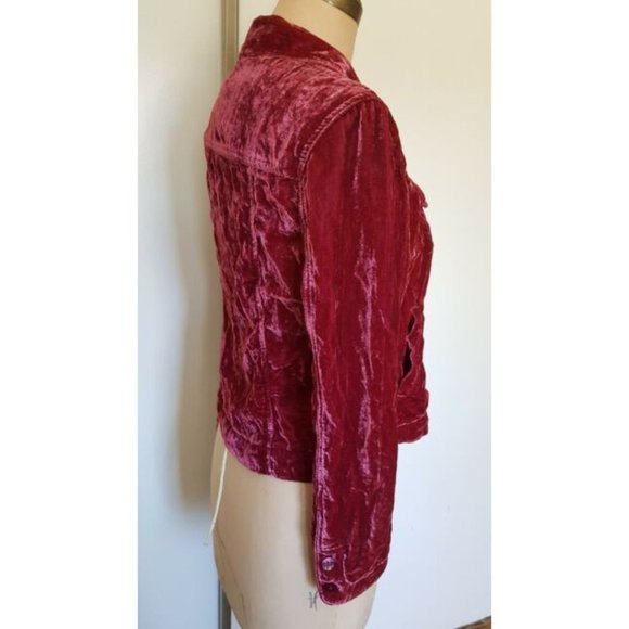 Vintage 90s velvet  button down shirt S - Picture 5 of 11